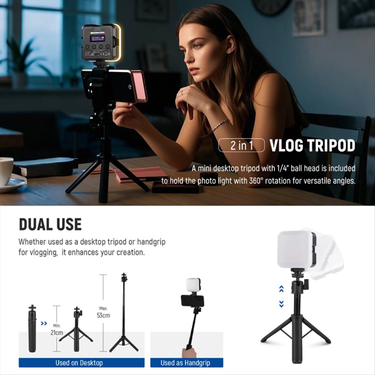 Photography Lighting App - Luz de vídeo RGB magnética superior