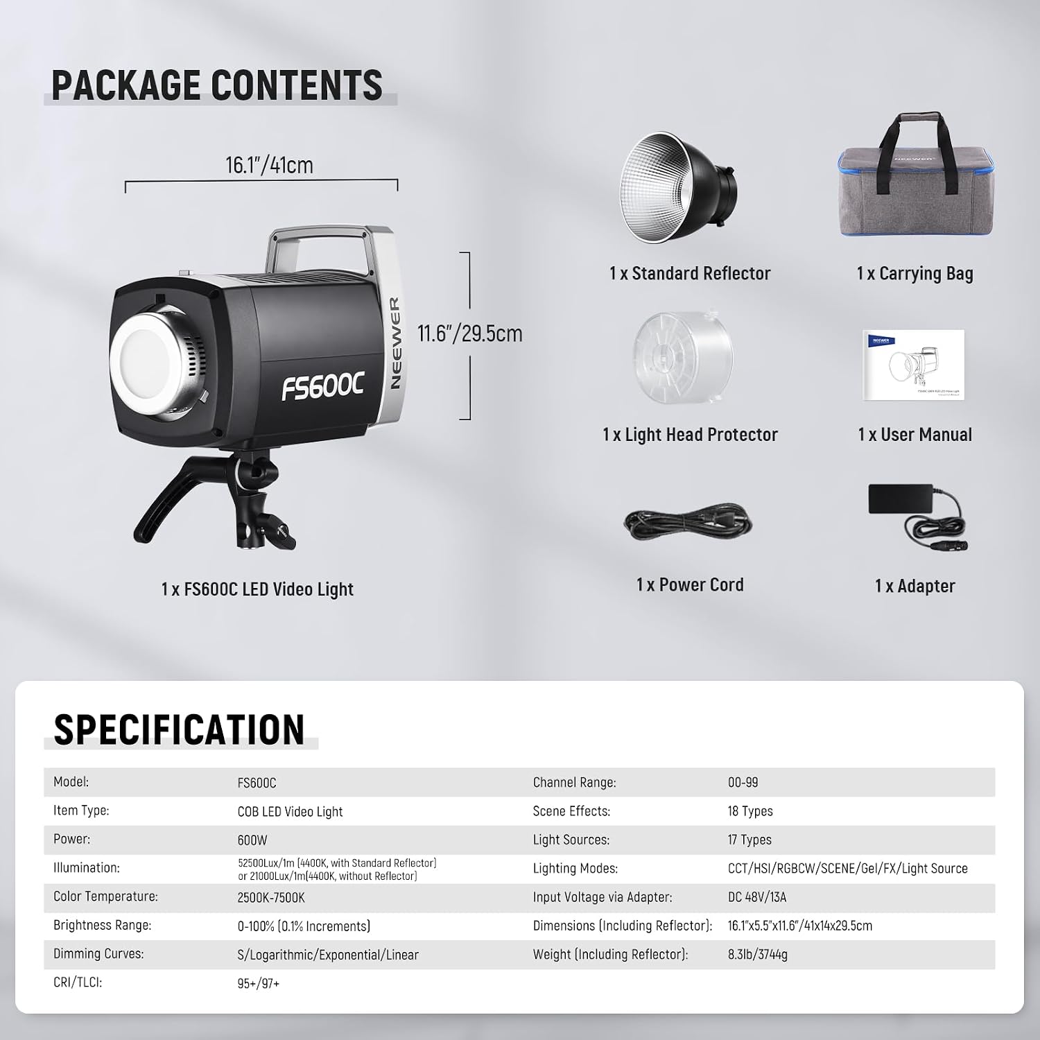 NEEWER FS600C Luz de Video LED - Photography Lighting App reseña y precio