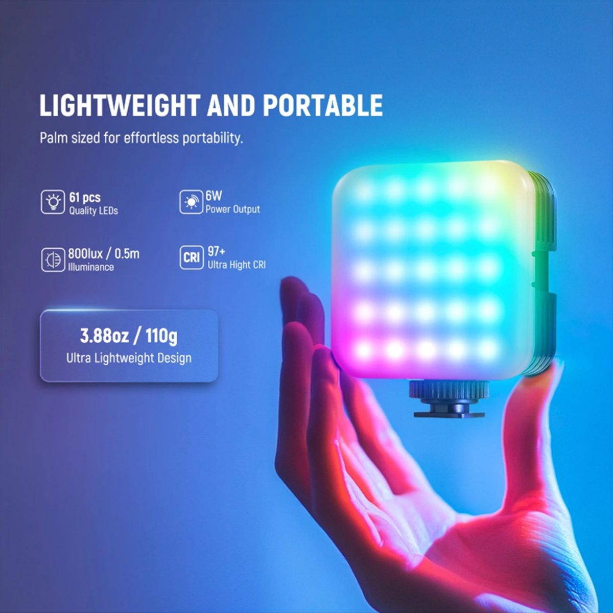 Luz de vídeo RGB magnética sup - Photography Lighting App reseña y precio