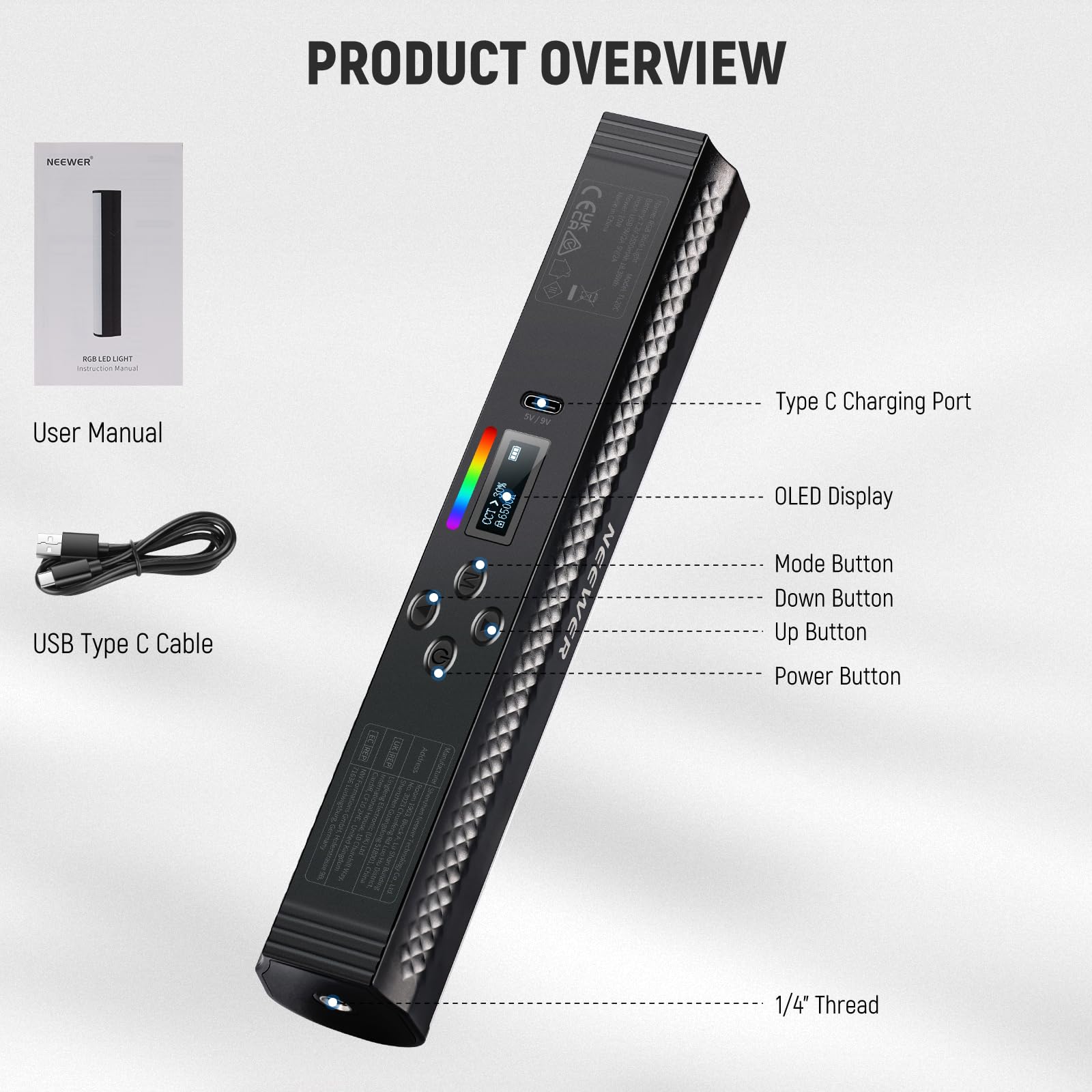 NEEWER-varita de luz RGB con C - Photography Lighting App reseña y precio