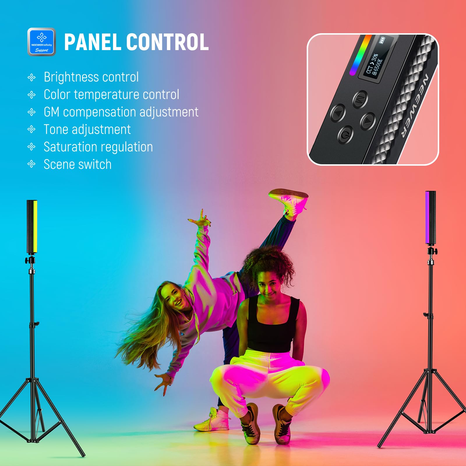 NEEWER-varita de luz RGB con C - Photography Lighting App reseña y precio